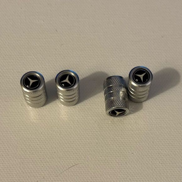 Mercedes Valve Stem Caps in Silver Set of 4 NWT - Picture 2 of 4